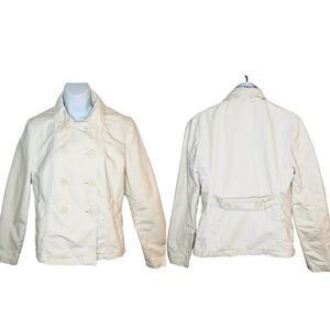 Gap Double Breasted Long Sleeve Lightweight Jacket Cream M